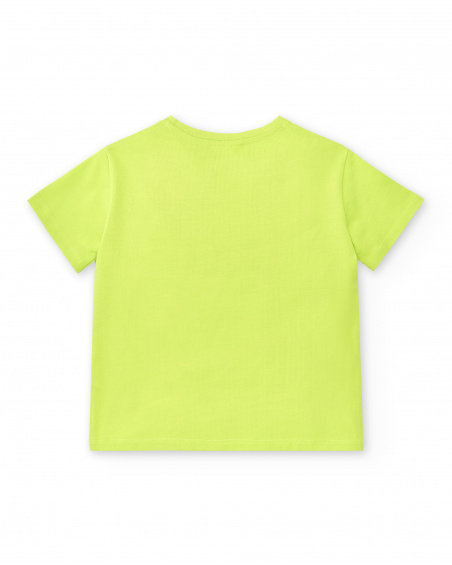 Green knit t-shirt for boy Race Car collection