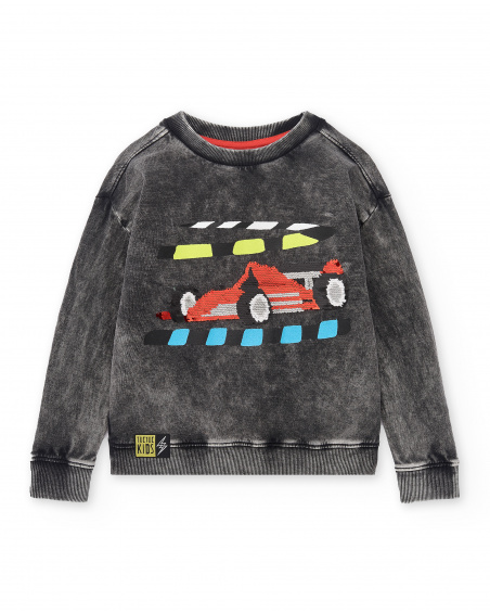 Sudadera felpa gris niño Race Car