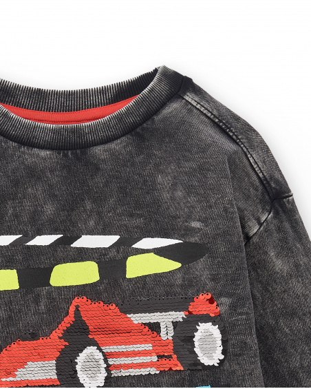 Gray plush sweatshirt for boy Race Car collection