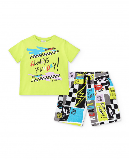 Green knit set for boy Race Car collection
