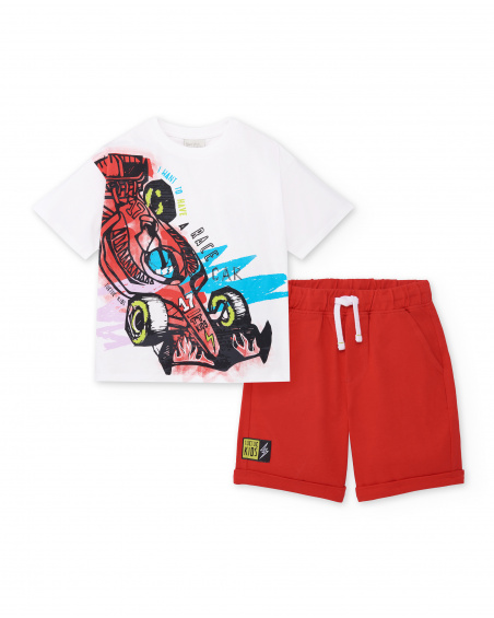 Red white knit set for boy Race Car collection