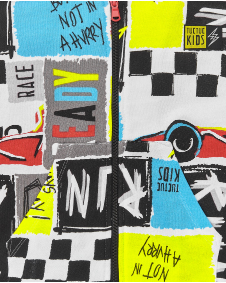 Chaqueta felpa gris niño Race Car