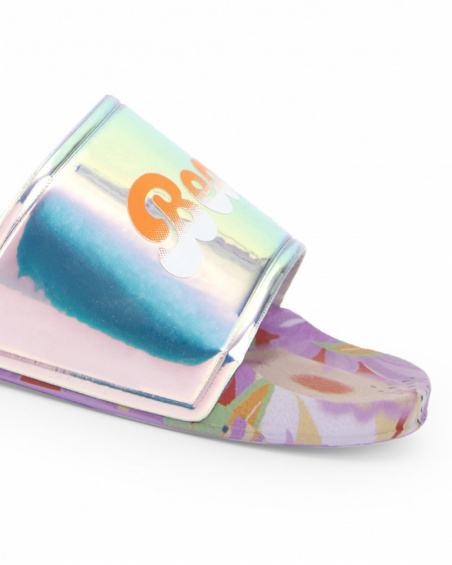 Holographic lilac flip flops for girl Paradise Beach collection