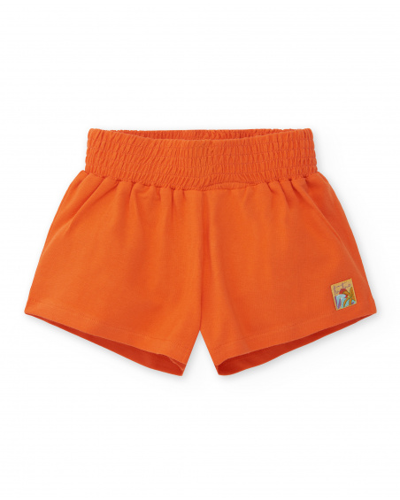 Orange knit shorts for girl Paradise Beach collection