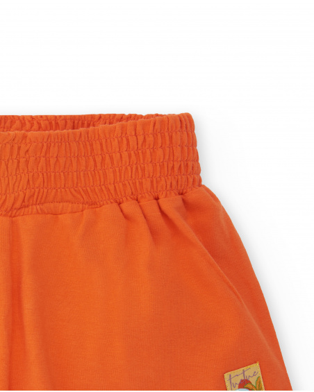 Orange knit shorts for girl Paradise Beach collection