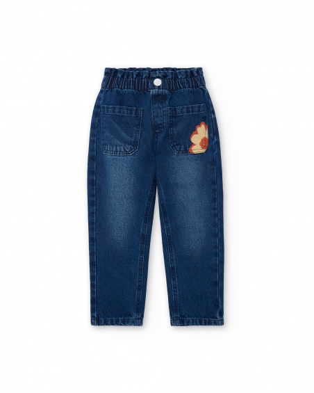 Blue denim pants for girl Paradise Beach collection