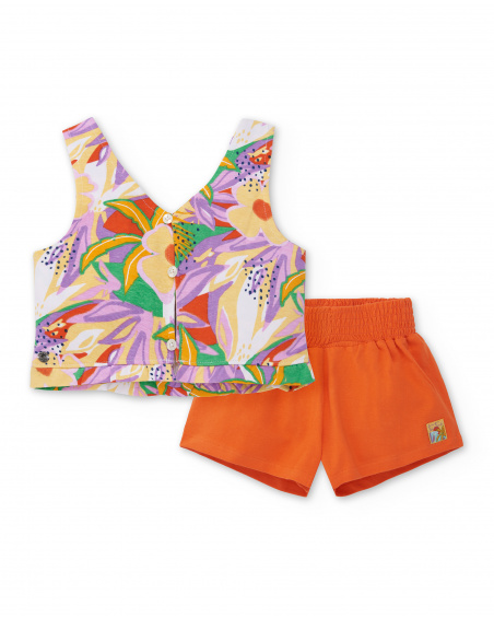 Orange knit set for girl Paradise Beach collection