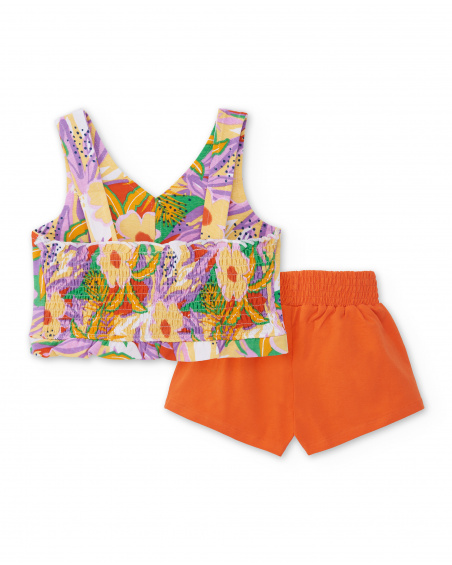 Orange knit set for girl Paradise Beach collection