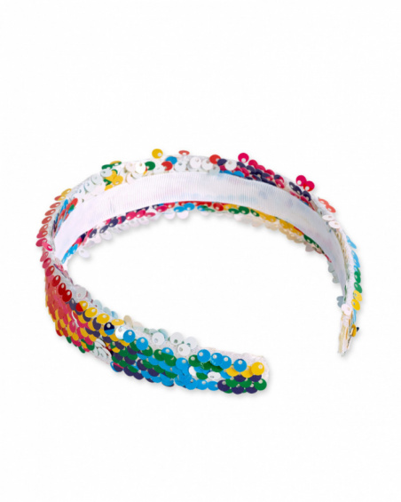 Multicolored sequin rigid headband for girl Flamingo Mood