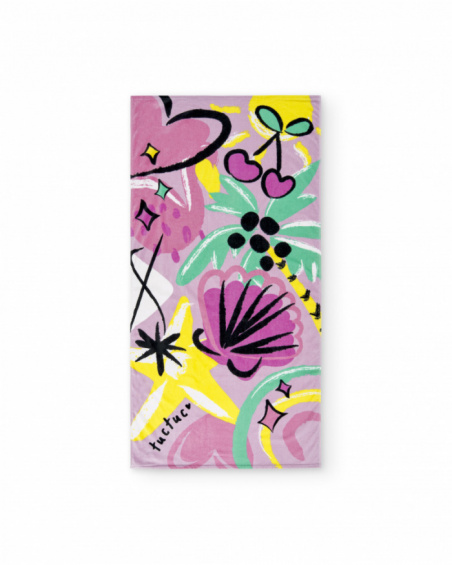 Lilac towel for girl Flamingo Mood collection