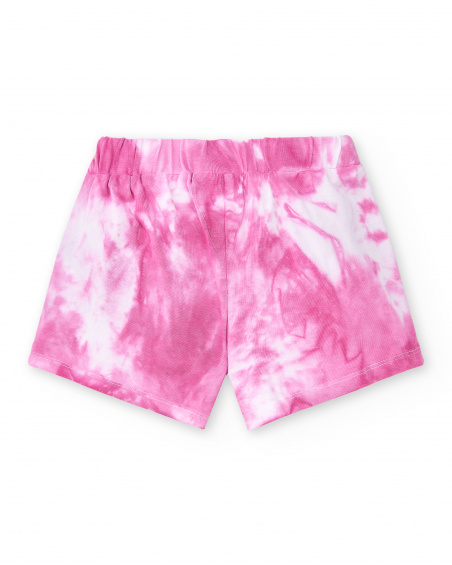 Lilac tie dye knit shorts for girl Flamingo Mood collection