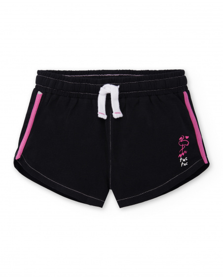 Black knit shorts for girl Flamingo Mood collection