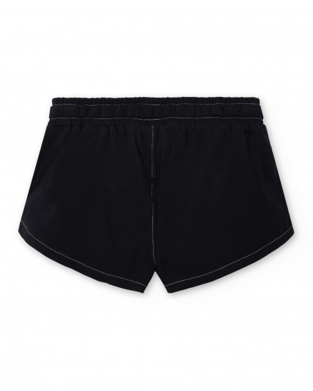 Black knit shorts for girl Flamingo Mood collection