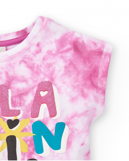 Lilac tie dye knit t-shirt for girl Flamingo Mood collection