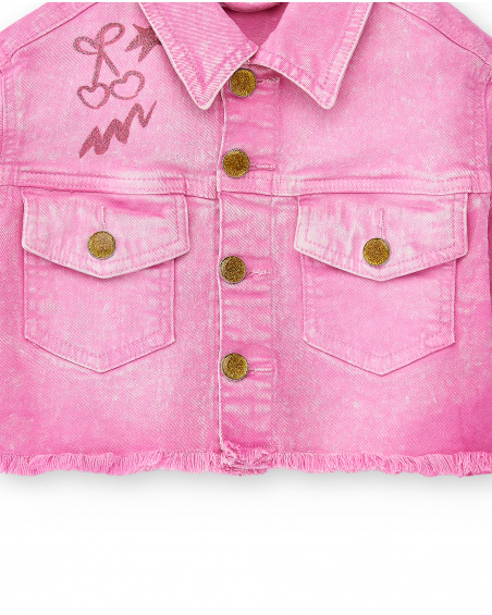 Lilac denim jacket for girl Flamingo Mood collection