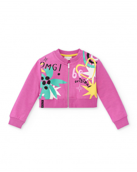 Chaqueta felpa lila niña Flamingo Mood