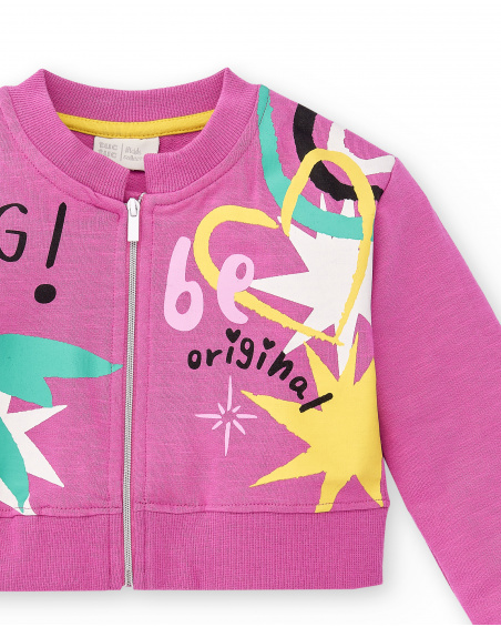Lilac plush jacket for girl Flamingo Mood collection
