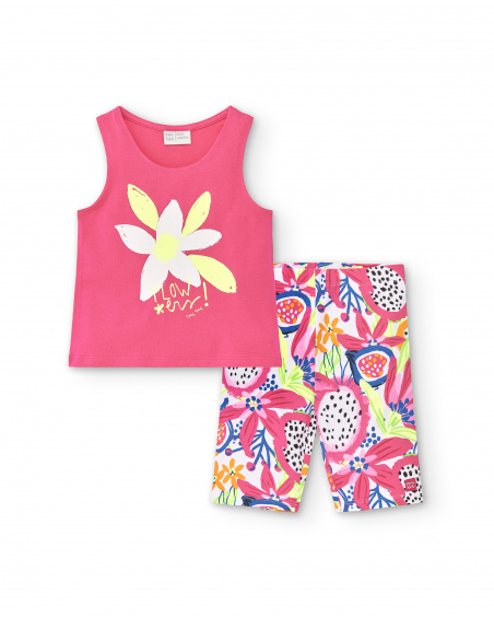 Fuchsia knit set for girl Acid Bloom collection