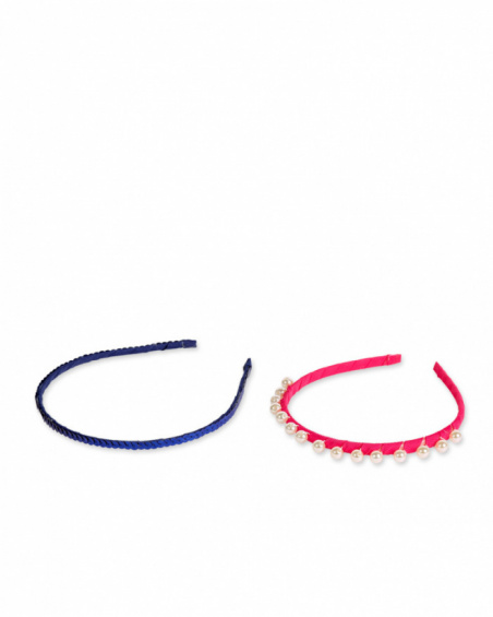 Blue Pink Rigid Headbands Set for girl Acid Bloom collection