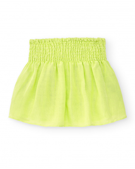 Green poplin skirt for girl Acid Bloom collection