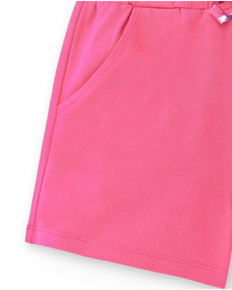 Fuchsia knit shorts for girl Acid Bloom collection