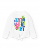 Camiseta larga punto blanco niña Acid Bloom