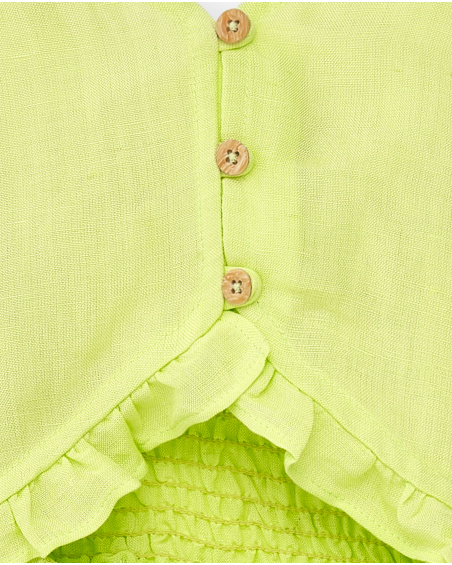 Green poplin jumpsuit for girl Acid Bloom collection