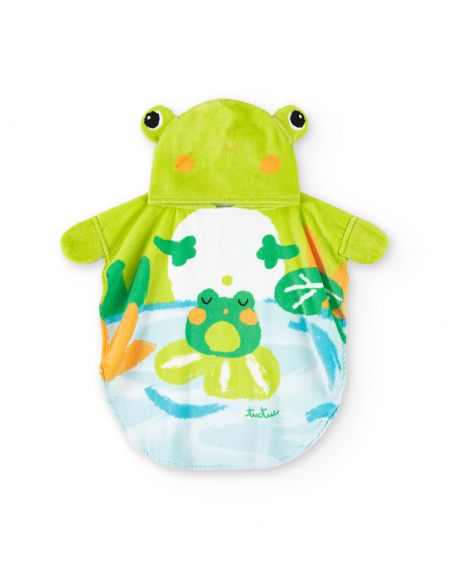 Green Poncho Towel for boy Water Lilies collection