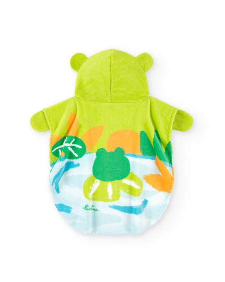 Green Poncho Towel for boy Water Lilies collection