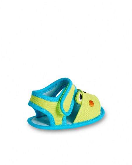 Green twill sandals for boy Water Lilies collection
