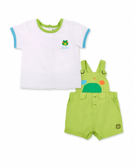 Green knitted poplin set for boy Water Lilies collection