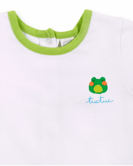 Green knitted poplin set for boy Water Lilies collection