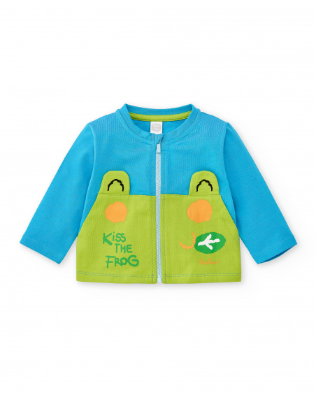 Blue green knit set for boy Water Lilies collection