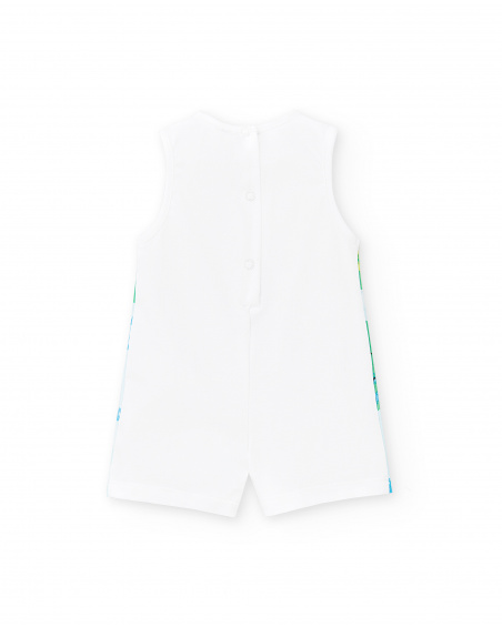 White knit romper for boy Water Lilies collection