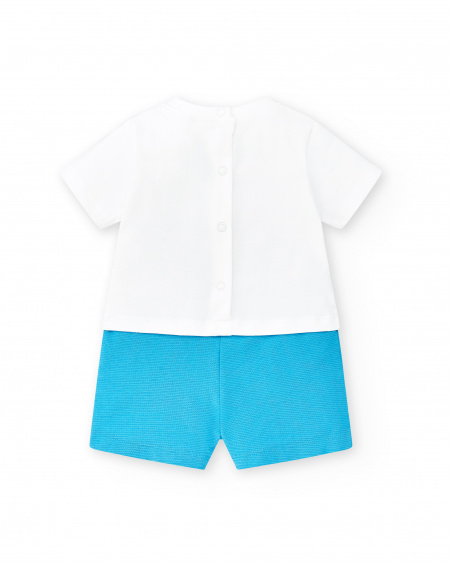 Blue white knitted romper for boy Water Lilies collection