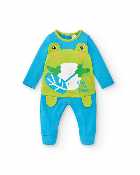 Blue knitted romper for boy Water Lilies collection