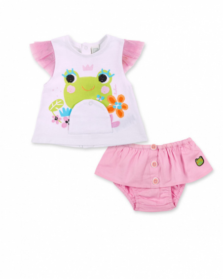 Pink flat knit set for girl Water Lilies collection
