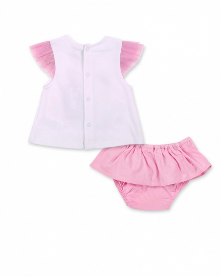 Pink flat knit set for girl Water Lilies collection