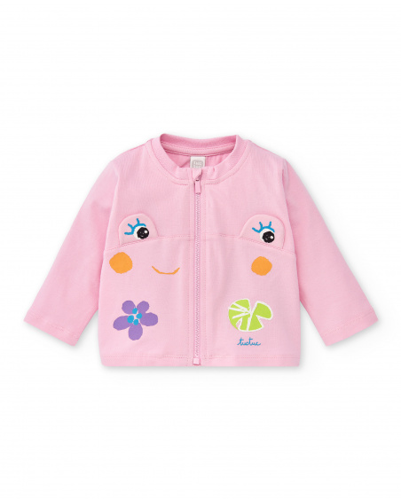 Pink knit 3-piece set for girl Water Lilies collection