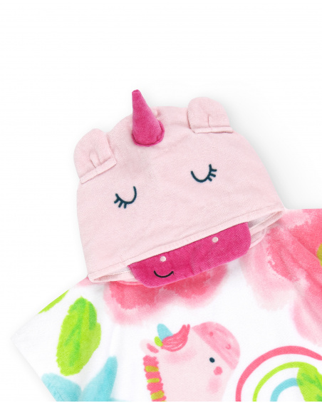 Pink Poncho Towel for girl Over The Rainbow collection