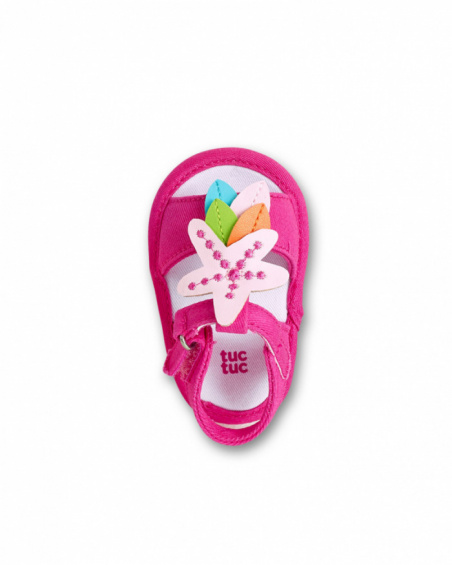 Pink twill sandals for girl Over The Rainbow collection