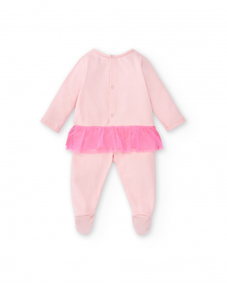 Pink knitted romper for girl Over The Rainbow collection