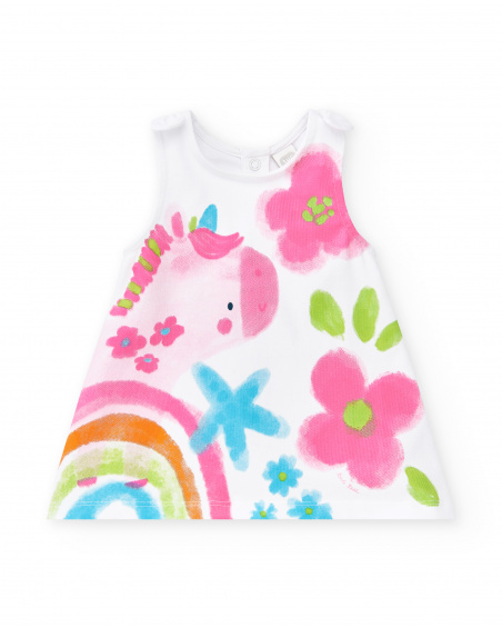 White knit dress for girl Over The Rainbow collection
