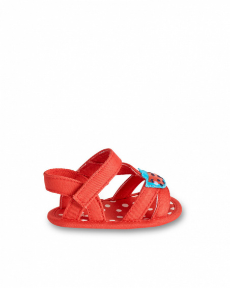 Red twill sandals for girl Frutti collection