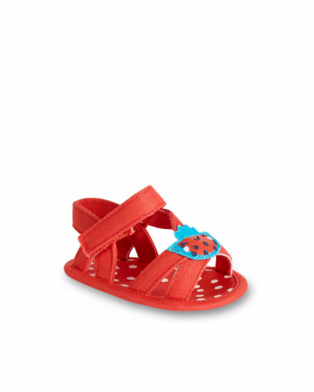 Red twill sandals for girl Frutti collection