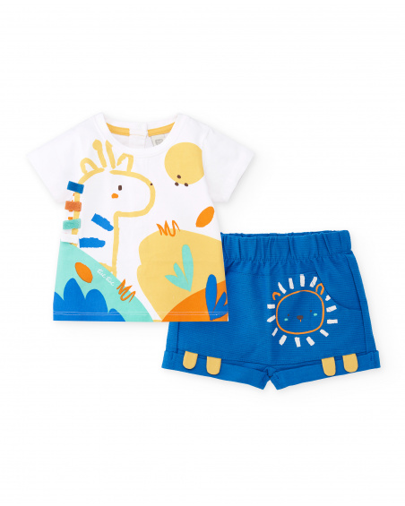 Blue white knit set for boy Animal Life collection