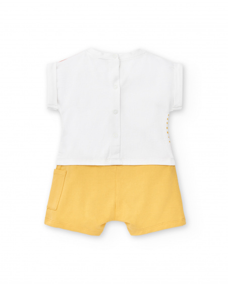 Yellow white knit romper for boy Animal Life collection