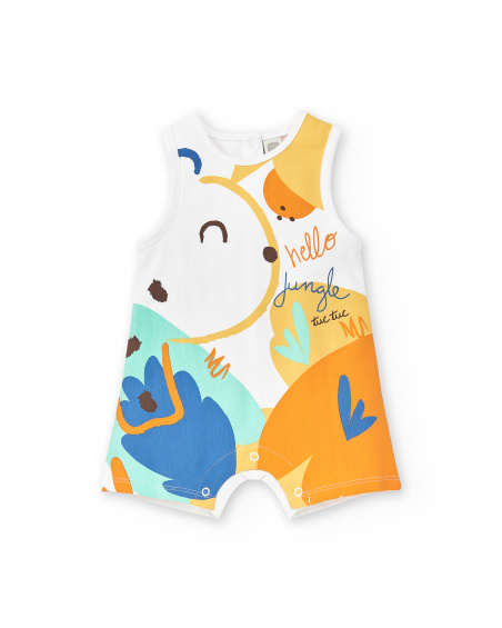White knit romper for boy Animal Life collection
