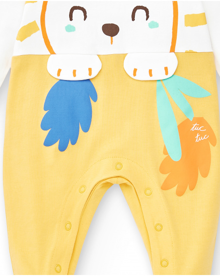 Long white knit romper for boy for boy Animal Life collection