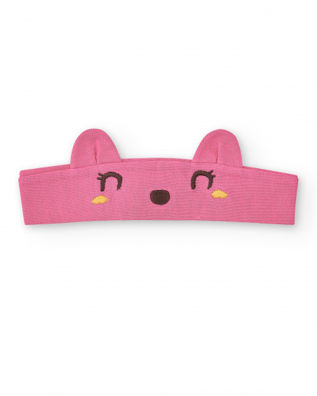 Pink knit headband for girl Animal Life collection
